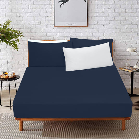 Navy Blue Fitted Sheet | Soft Brushed Microfiber