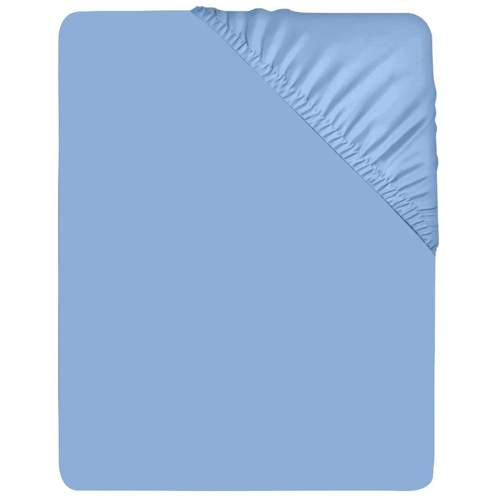 Sky Blue Fitted Sheet, Soft Brushed Microfiber, 25cm deep, Easy Care - West Midlands Homeware
