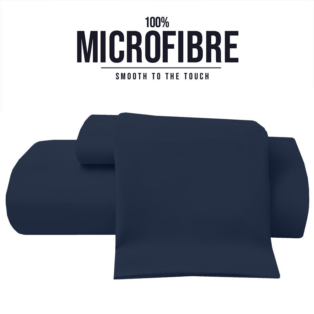 Navy Blue Fitted Sheet, Soft Brushed Microfiber, 25cm deep, Easy Care - West Midlands Homeware