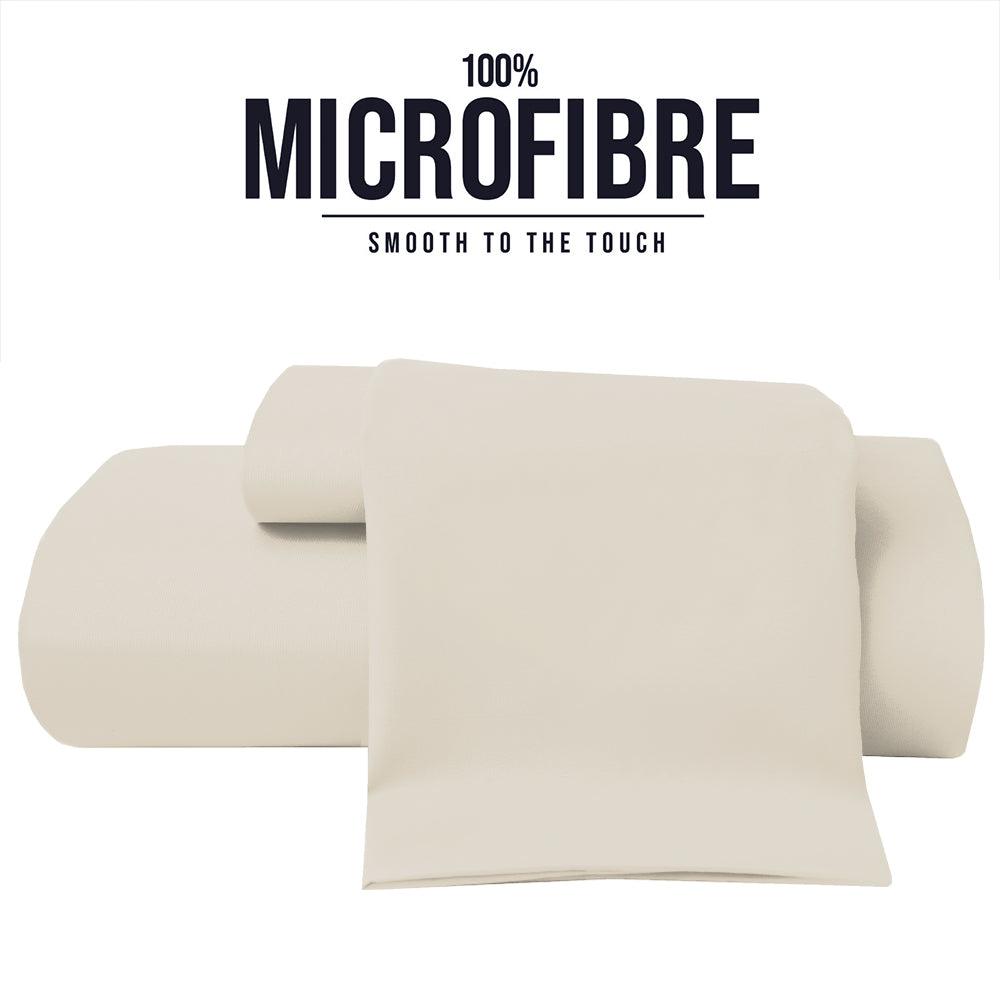 Cream Fitted Sheet, Soft Brushed Microfiber, 25cm deep, Easy Care - West Midlands Homeware